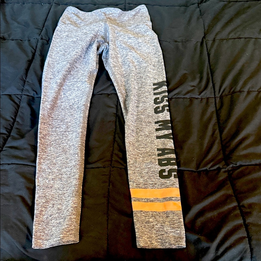 Women’s Gray Leggings with Orange Accents by Pink